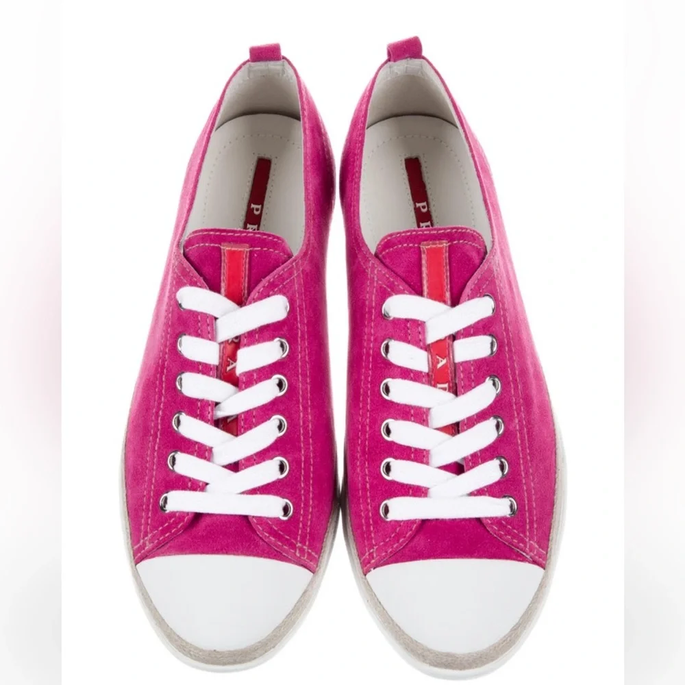 🩷Prada pink suede sneakers. Size 9.5🩷 - Picture 3 of 6